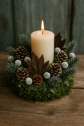 Stroik świąteczny leśny z mchem i szyszkami – kolekcja GrandDeco