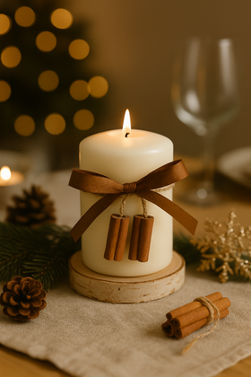 Świeca cynamonka – 15 h palenia | zimowa dekoracja premium