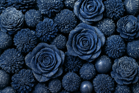 Granatowe kwiaty shola 60 szt, mix 2–6 cm (brokatowe, zimowe, dekoracyjne)