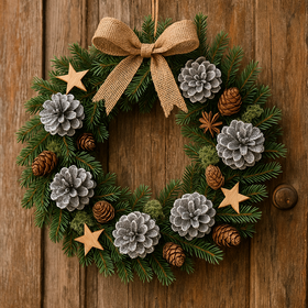 Zestaw Świąteczny GrandDeco – Wianek 30 cm + Stroik ze Świecą | Idealny Prezent na Święta