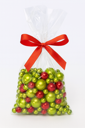 Perełki Koraliki Dekoracyjne 50g Zielono-Czerwone 4–12 mm | Do Bombek DIY Stroików Świątecznych Rękodzieło Florystyka