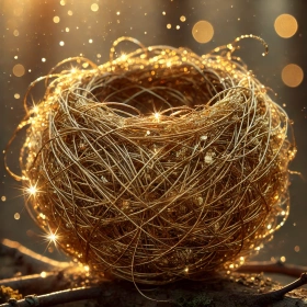 Ozdoba glamour złote naczynie z siana